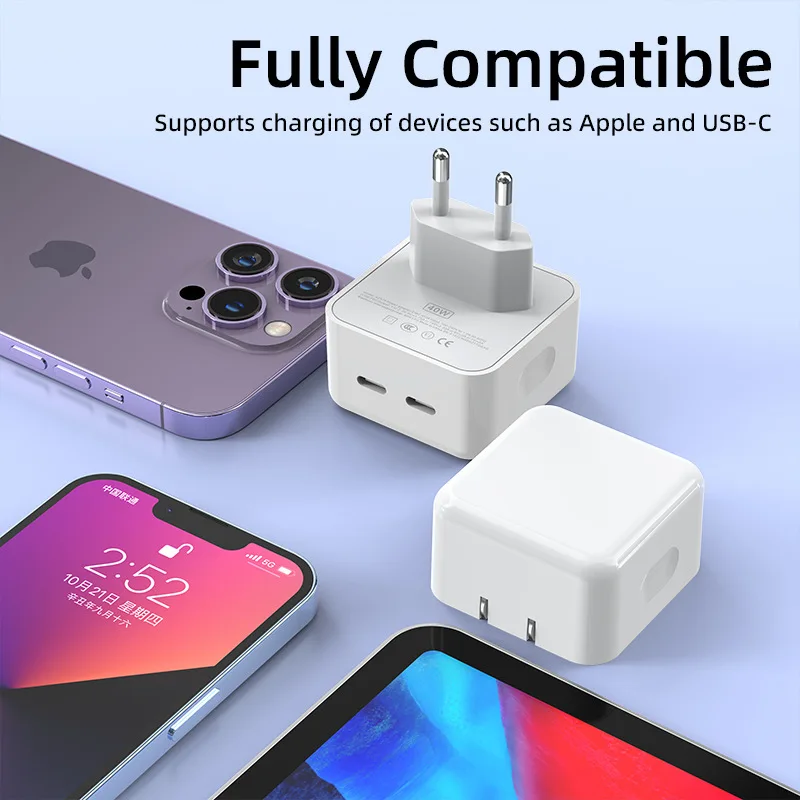 Быстрое зарядное устройство для телефона с двумя разъемами PD 10 Вт USB iPhone Samsung