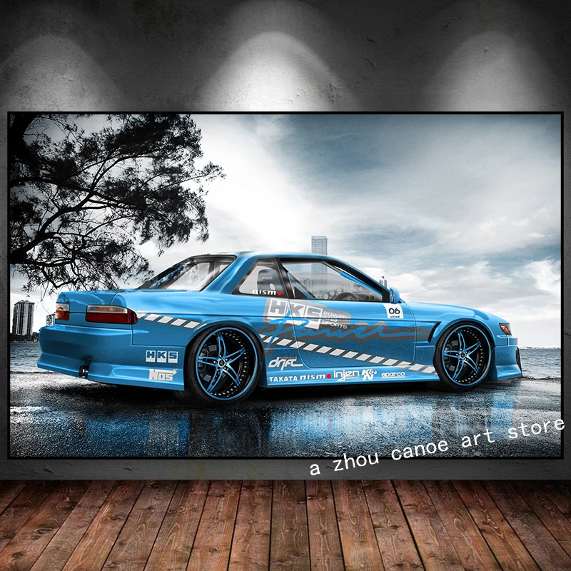 

Cool Nissan Silvia S13 Drift Tuning Jdm Sport Cars Blue Car Poster Art Canvas Painting Wall Print Picture Modern Home Room Decor