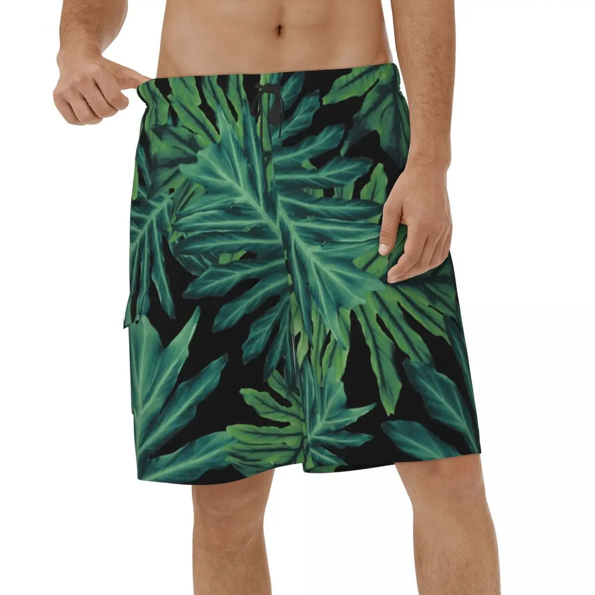 

Шорты пляжные мужские тропические, пляжная одежда с тропическими джунглями, ночными листьями, зелеными растениями, лето