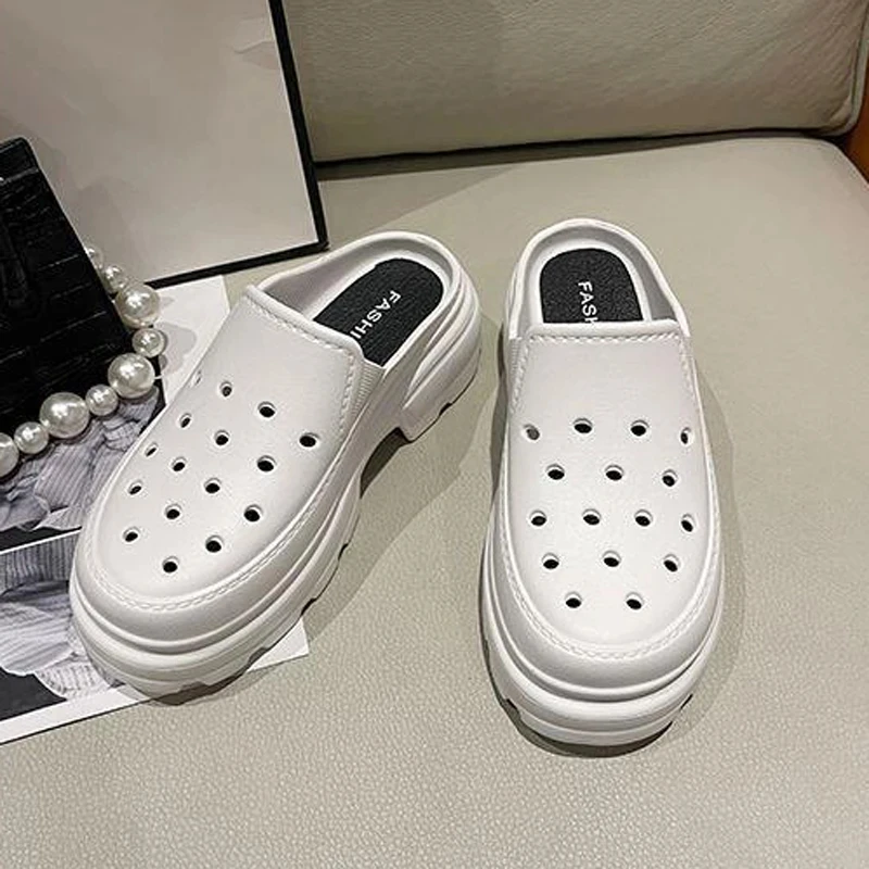 Women's high-heeled slippers in 2023 summer Eva hollow outdoor beach sandals