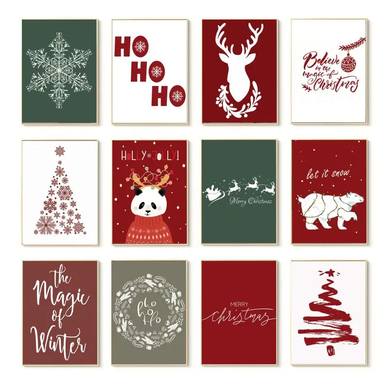 

Christmas Decor Merry Christmas Art Christmas Tree Bear Snowflake Print Art Canvas Poster For Living Room Decor Home Wall Pictur