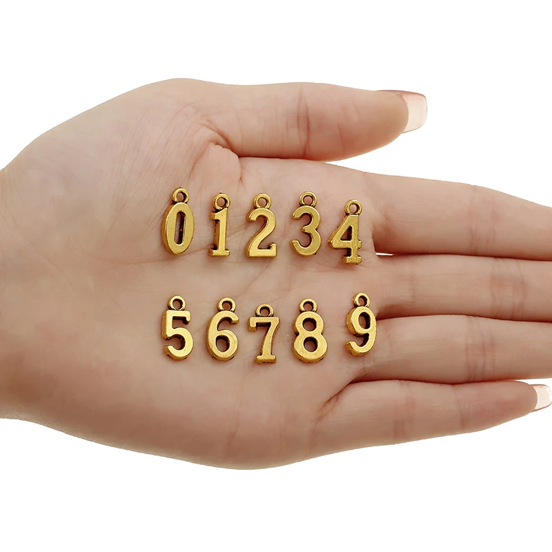 10 шт. 3 цвета цифры 0-9 шармы для изготовления ювелирных изделий из сплава