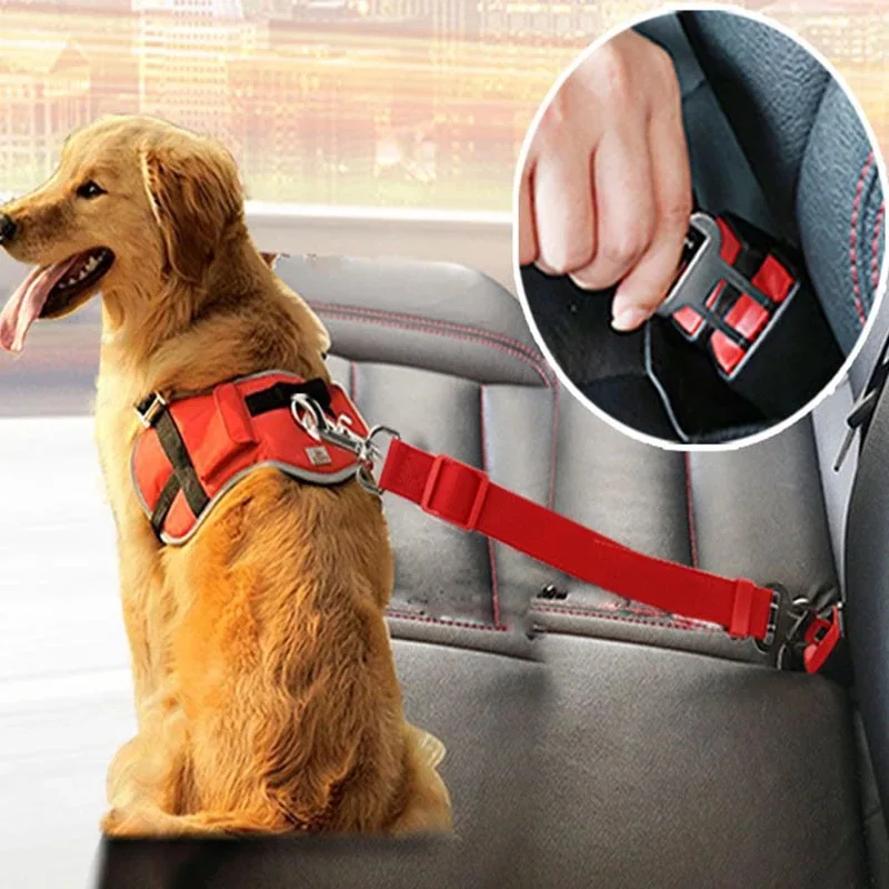 

Adjustable Pet Cat Dog Car Seat Belt Pet Seat Vehicle Dog Harness Lead Clip Safety Lever Traction Dog Collars Dogs Accessoires