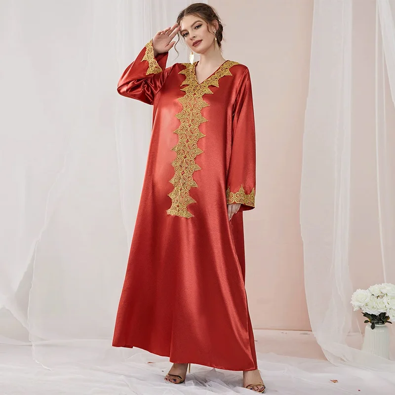 

Eid Mubarak Djellaba Women Muslim Dress Embroidered Long Sleeve Turkey Robe Dubai Abaya Morocco Kaftan Islamic Jalabiya Gown New
