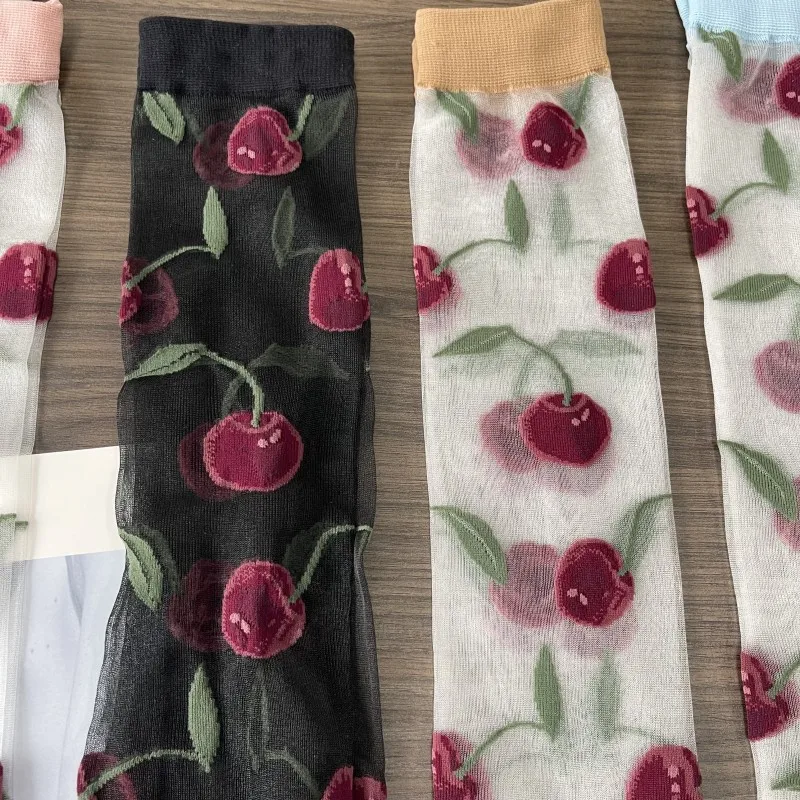 Ультратонкие прозрачные женские носки с разрезом на носках летние красные