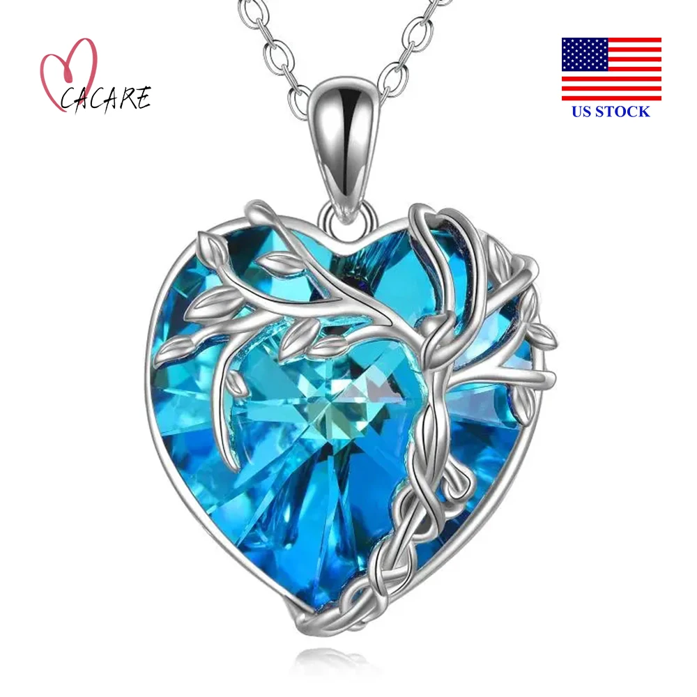 

Sterling Silver Heart Pendant Necklace with Crystals Christmas Jewelry Gifts for Women Girls Girlfrind Ideas F0263 US STOCK