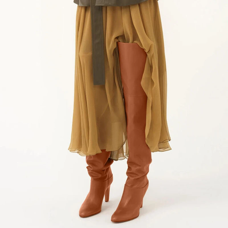 Большой размер 46 женские сапоги выше колена длинные рыцарские ботинки с круглым