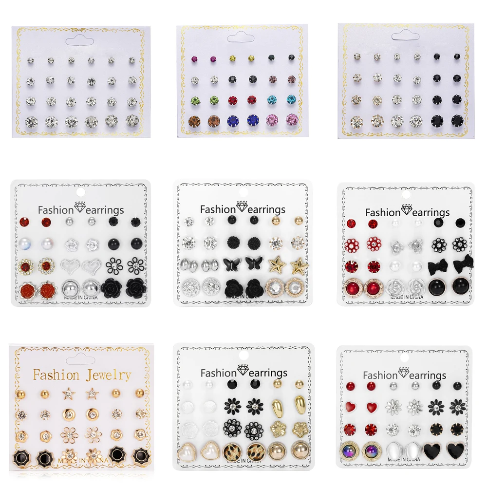 

12 пар/партия, женские серьги-гвоздики с искусственным жемчугом