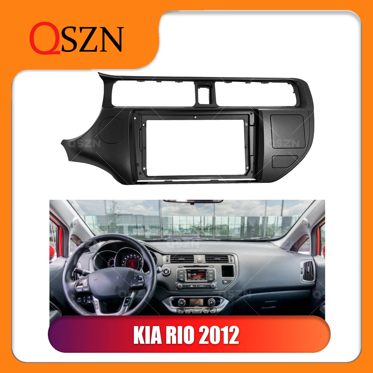 

QSZN 9 inch Car Radio Frame Fascia For KIA RIO 2012 2015-2017 DVD Trim Panel Dashboard Mount Kit 2 Din Installation Stereo