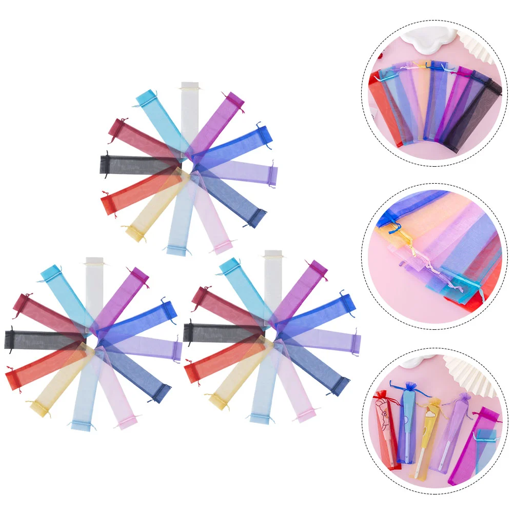 

20/50pcs Drawstring Organza Gift Bag Folding Hand Fan Storage Pouches Tulle Bags Craft Wrapping Bags Party Wedding Favor