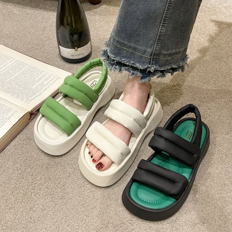 

2023 NEW Women's Sandals Platform Summer Woman Shoes Leather Solid Ladies Non-slip Female Casual Beach Sport Sandalias Mujer