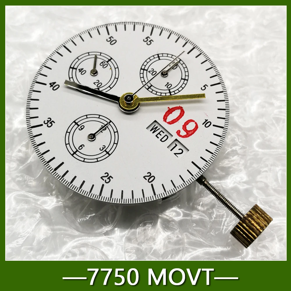 Автоматический механический механизм-хронограф ETA 7750 черный/белый дата/день |