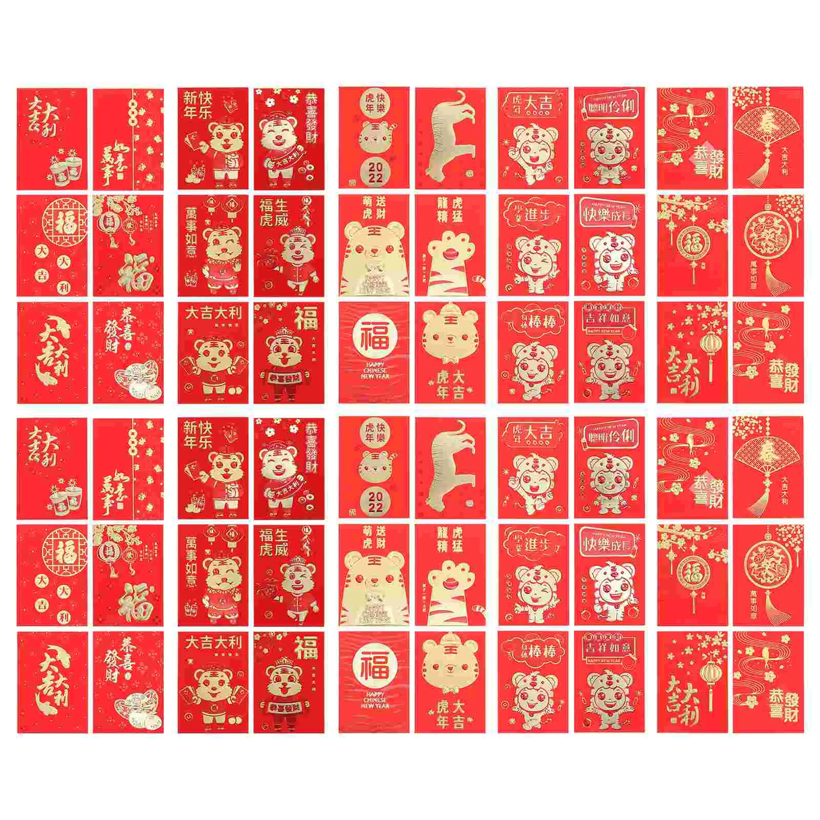 

60pcs Traditional Red Packets Chinese New Year Red Pocket Paper Red Envelopes