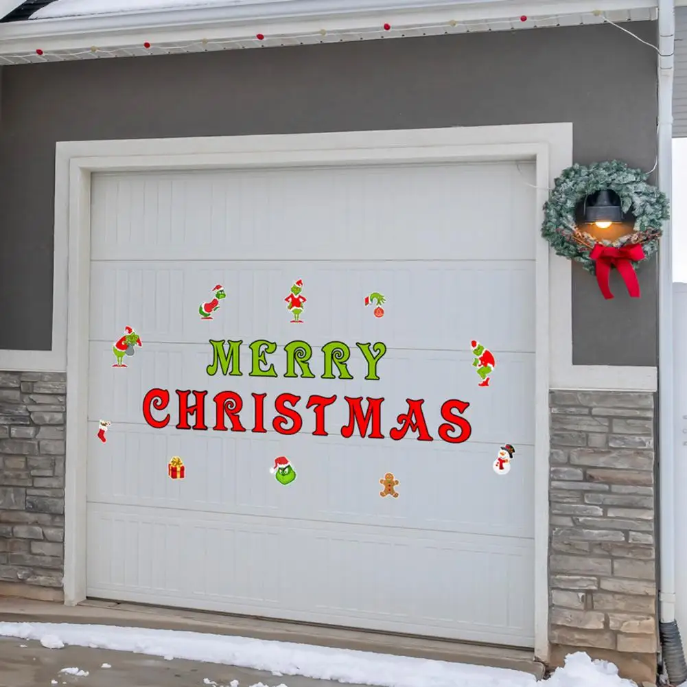 

Waterproof 1 Set Terrific No Mark Left Christmas Decals Magnet Christmas Garage Stickers Decorative for Garage