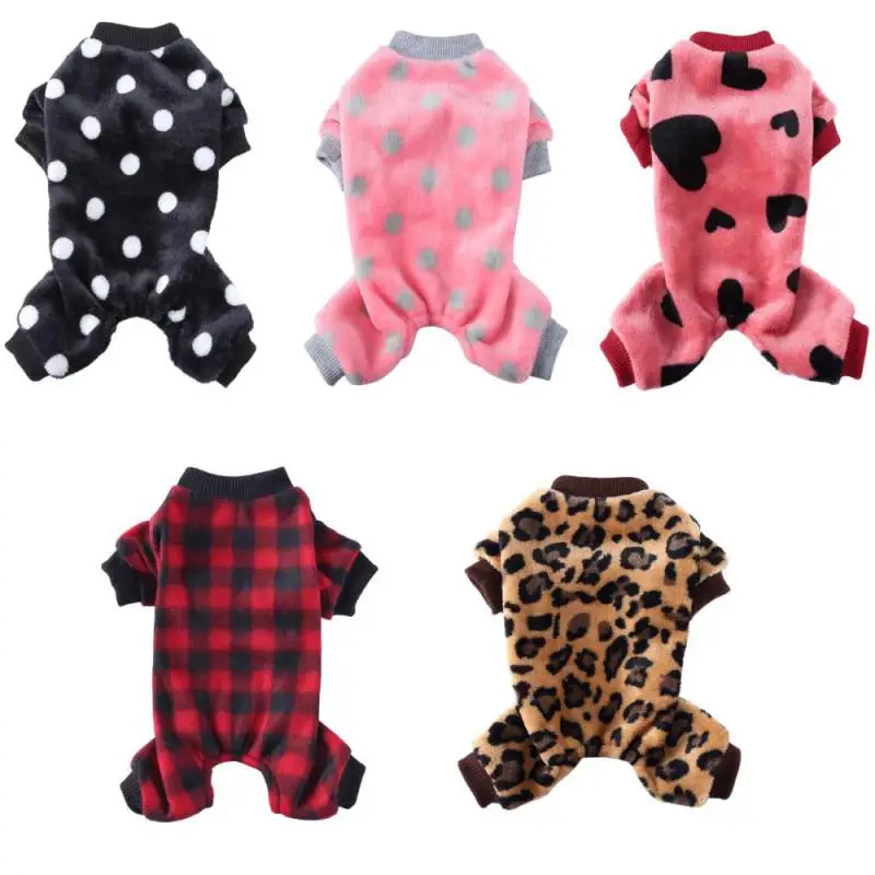 

Dog Pajamas Winter Dog Clothes Leopard Warm Jumpsuits Coat For Small Dogs Pet Outfits Chihuahua Pomeranian Clothing Jumpsuits