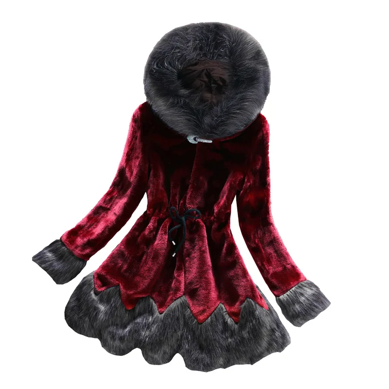 2022 Elegant Faux Fur Coat Women Autumn Winter Mink Coats Fox Fur Collar Hooded Jacket Loose Thick Fur Coats Female Overcoats