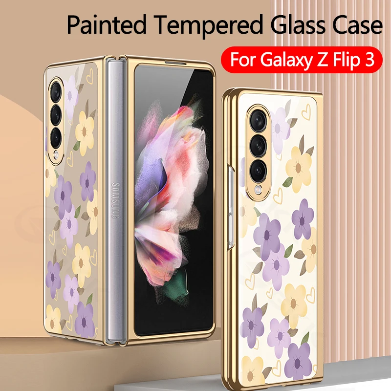 

GKK Original Electroplated Glass Case For Samsung Galaxy Z Flip Fold 3 2 Case Painted Glass Hard Cover For Galaxy Z Fold3 Flip3