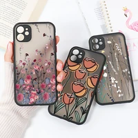 flower hard matte case for iphone 11 funda iphone 12 pro max 13 se 2022 7 8 6 6s plus xr x xs max 13 mini 2020 back cover