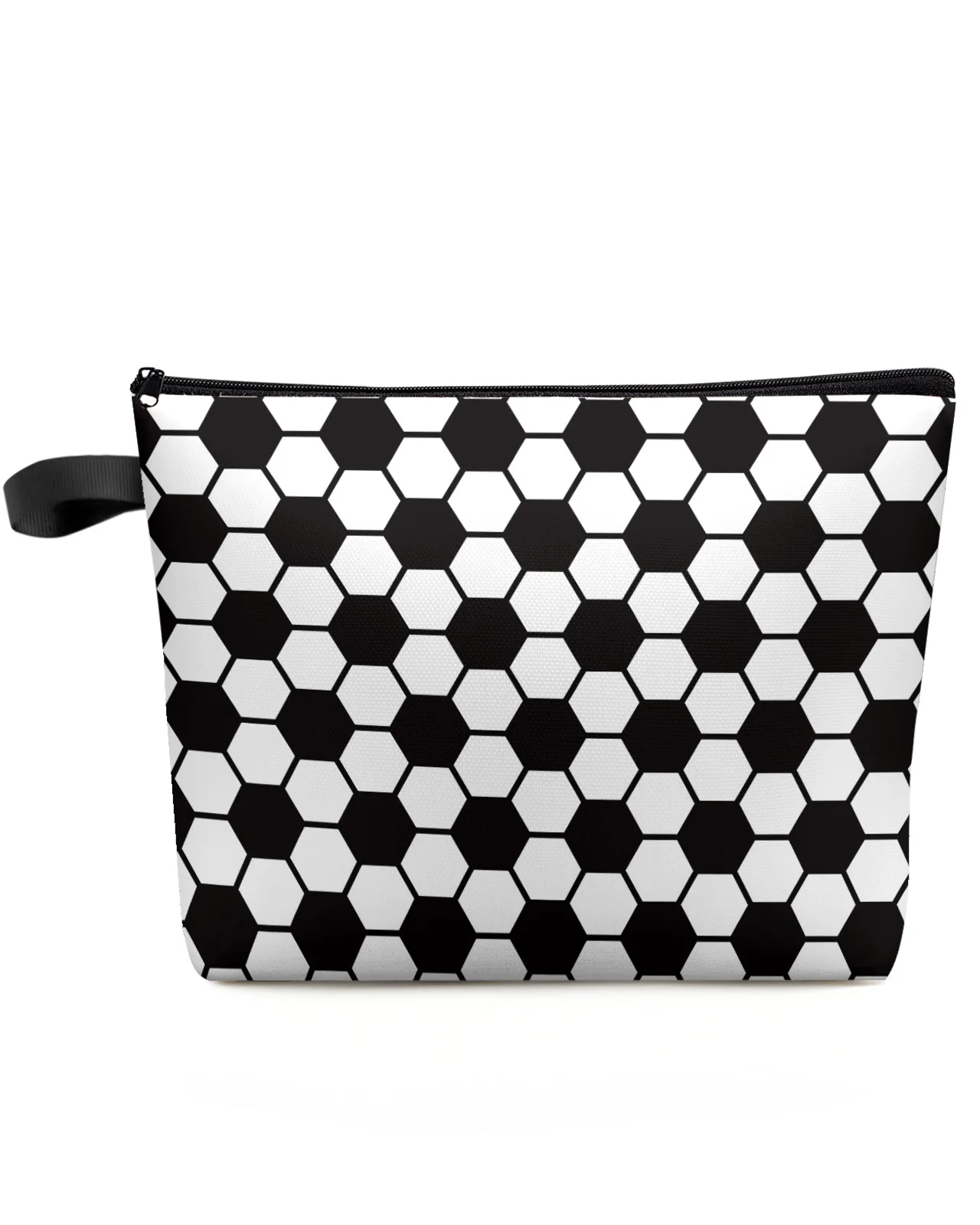 

Football Black And White Geometric Makeup Bag Pouch Travel Essentials Women Cosmetic Bags Toilet Organizer Storage Pencil Case