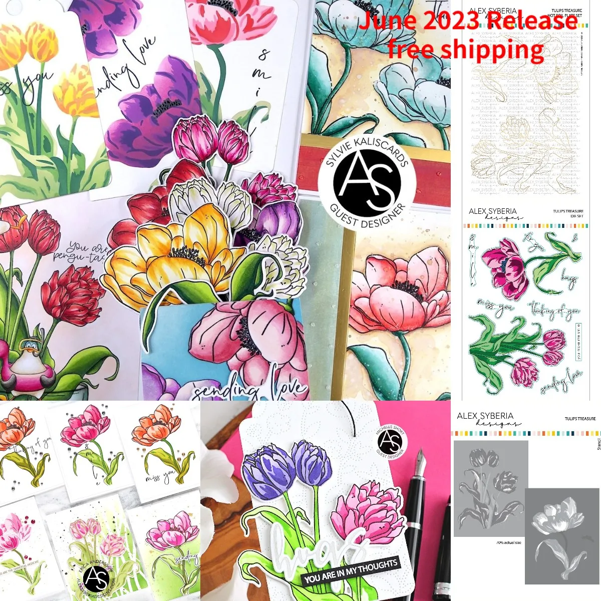 

Tulips Treasure 2023 New Metal Cutting Dies Stamps Stencil Hot Foil For Diy Scrapbook/Photo Album Decor Embossed Paper Cards