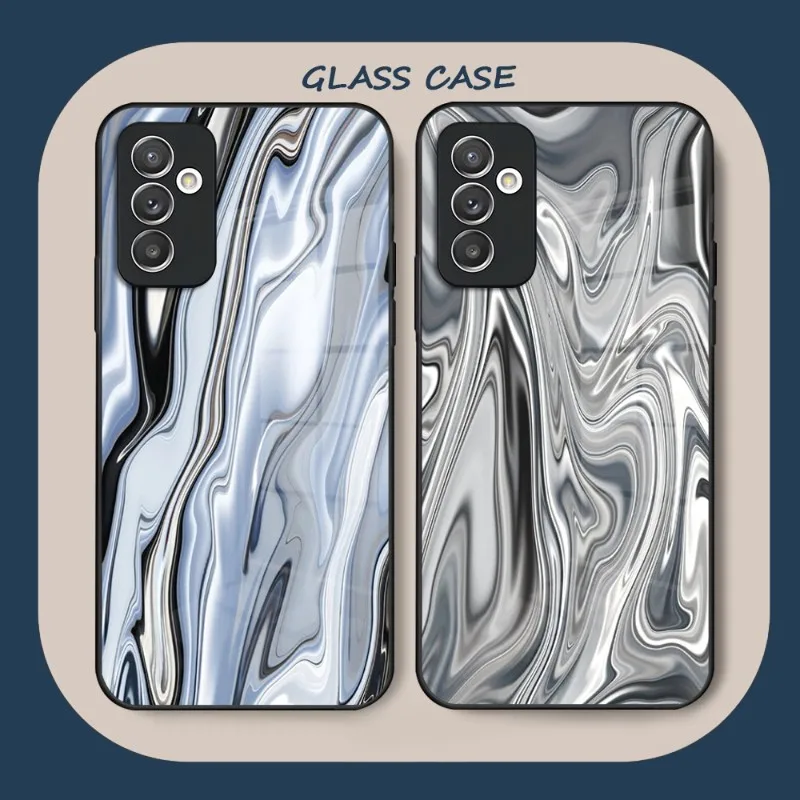 

Metal Liquid Phone Case Tempered Glass For Samsung S23 S22 S20 A52 A51 A22 A12 A32 A72 Ultra Note 20 10 Pro Plus Coque