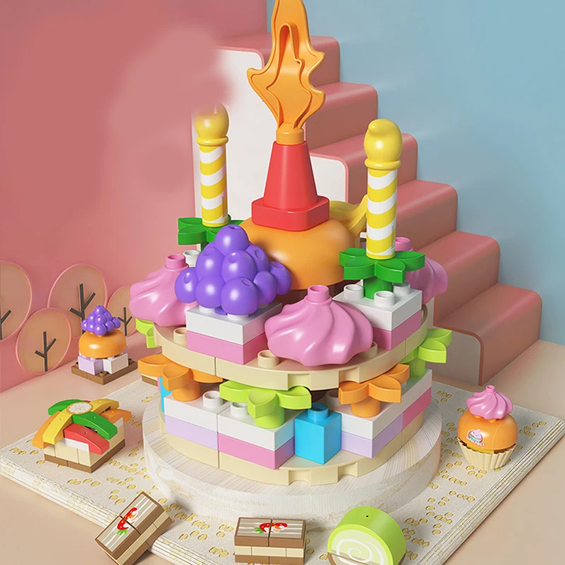 

Large particle creative children's patchwork cake building block foundation 3-6 year old toys Creative Building Block Gift Set