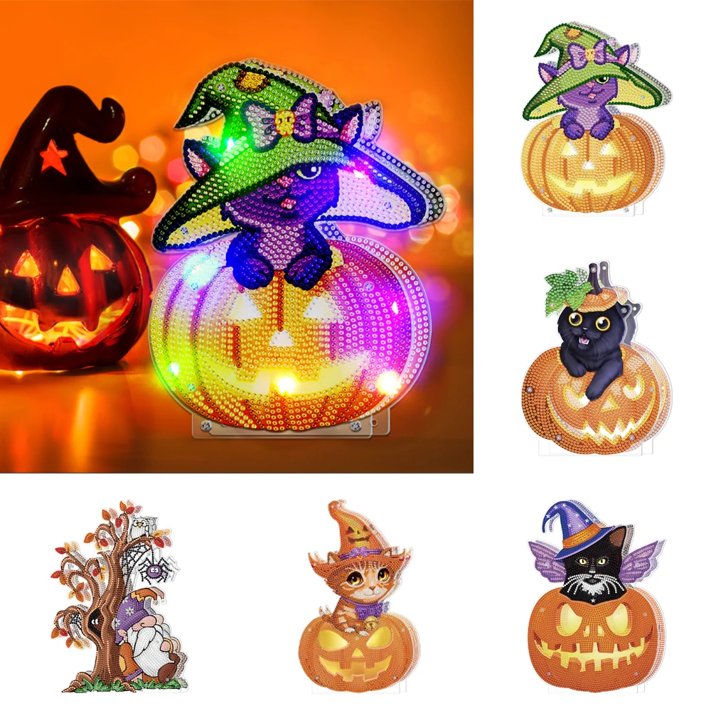 

DIY алмазная живопись, Хэллоуин, лампа, голова, Алмазная мозаика, художественные наборы, домашние настольные украшения для Хэллоуина