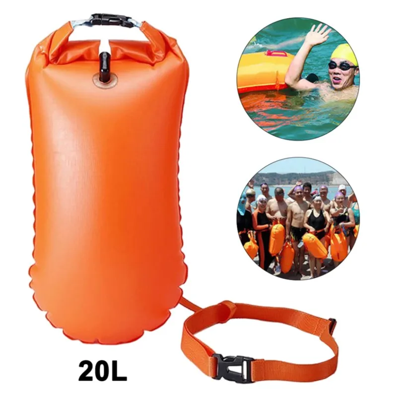 

Outdoor Safety Swimming Buoy Multifunction Swim Float Bag with Waist Belt Waterproof PVC Lifebelt Storage Bag for Water Sports