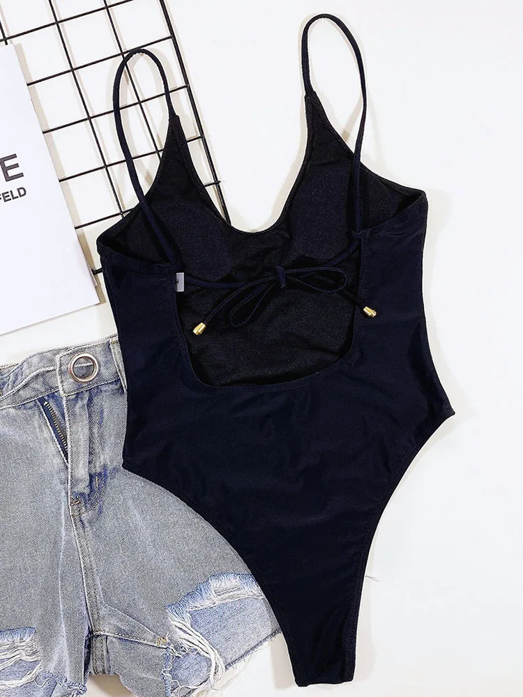 INGAGA сексуальный черный женский купальник Цельный с открытой спиной 2022 монокини