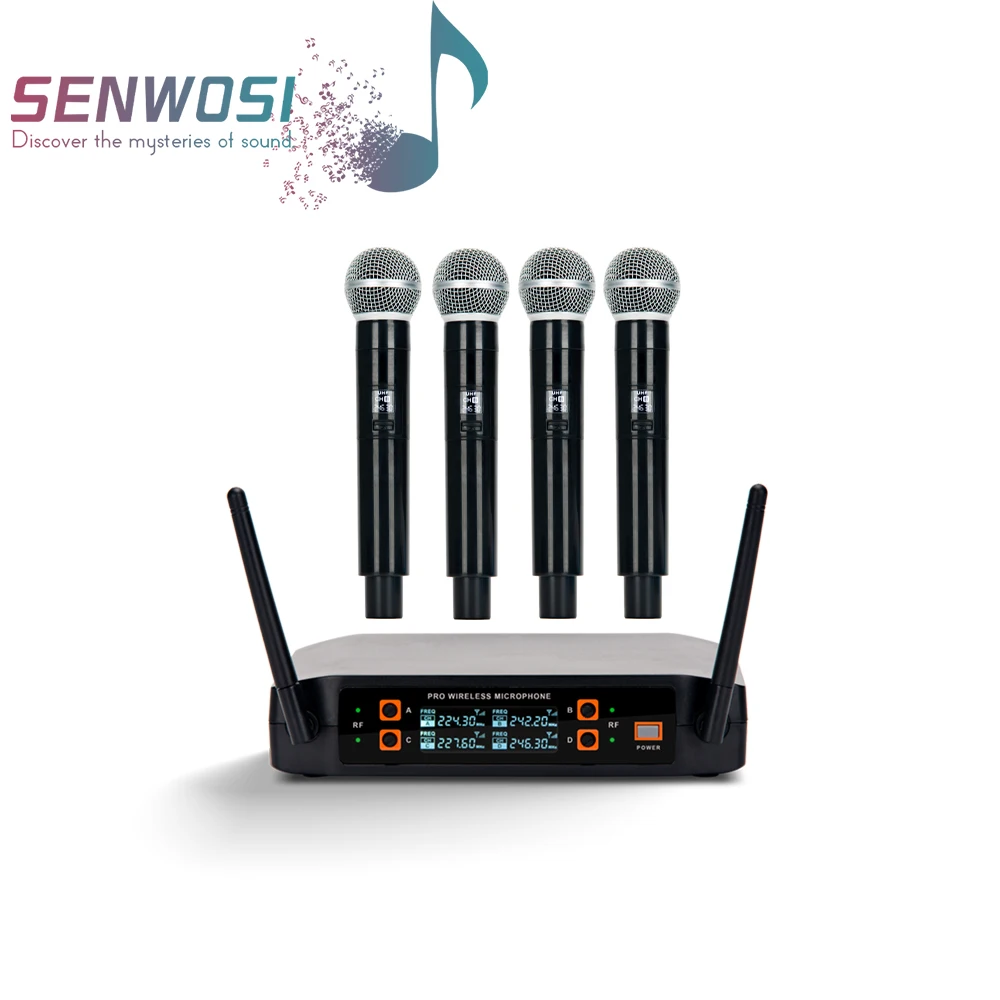 

4 Channel Professional Wireless Handheld Microphone For Karaoke Meeting Church Teaching KTV