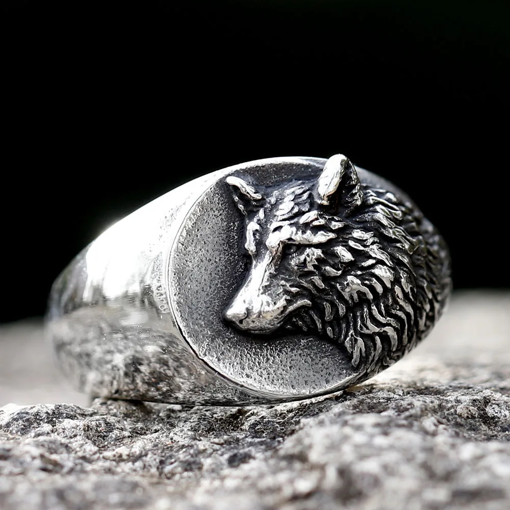 Мужское кольцо с волком Тора из нержавеющей стали 316L в скандинавском стиле 2023