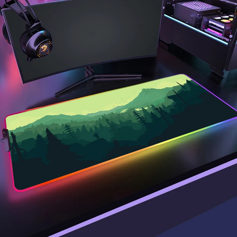 

Большой компьютерный игровой коврик для мыши RGB Firewatch Forest, нескользящий коврик для мыши с подсветкой, игровой коврик для мыши, офисный игровой Настольный коврик