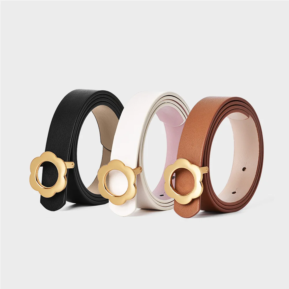 

2022 Summer New Women's Clothing Summer Advanced Fashion Smooth Flower Girls Retro Needle Buckle PU Belt