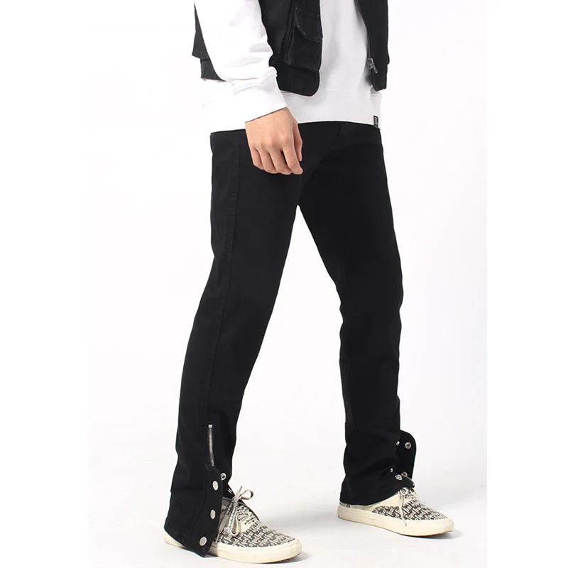 Streetwear Men HIGH STREET BLACK BUTTON JEANS  Fashion New Vintage Temperament Comfortable Pencil Pants Autumn and Winter Female