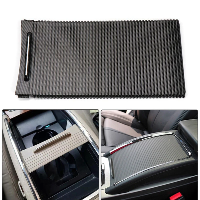

Car Carbon Fiber Centre Console Water Cup Holder Slide Zipper Roller Curtain Blind Cover For Buick Lacrosse 2009-2013