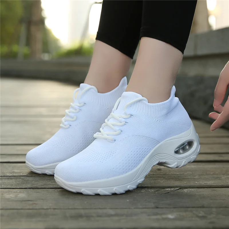 JIEMIAO New Women's Walking Shoes Sock Sneakers Platform Nursing Shoes Fashion Non-Slip Knited Casual Loafers Size 35-42