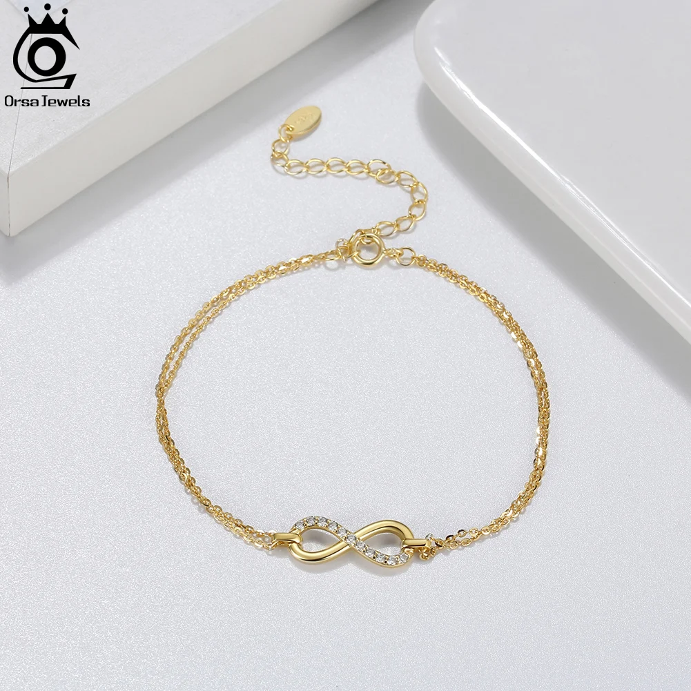 ORSA JEWELS браслет-цепочка с прозрачным фианитом Бесконечность стерлинговое серебро