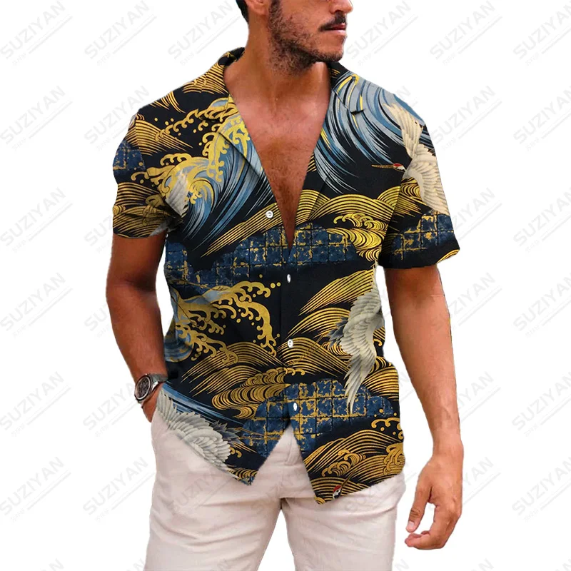 

Fashionable Printed Male Best Selling Fashion Ethnic Wild Clothes Turn-Down Handsome Hot Selling Shirts For Men Free
