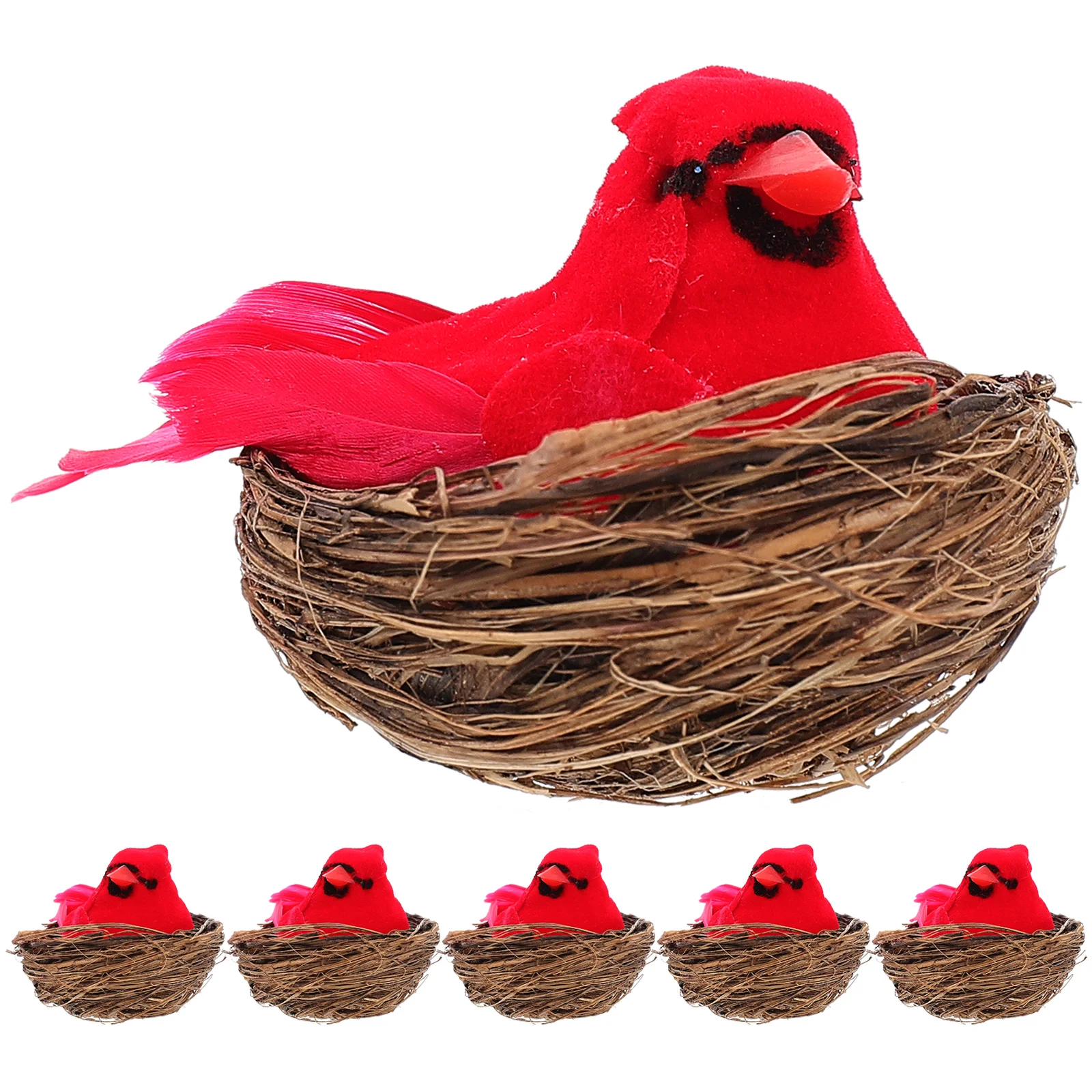 

Bird Birds Cardinal Decor Christmas Ornamentsartificial Tree Adornment Fake Red Figurinefeathered Simulation Figure Ornament