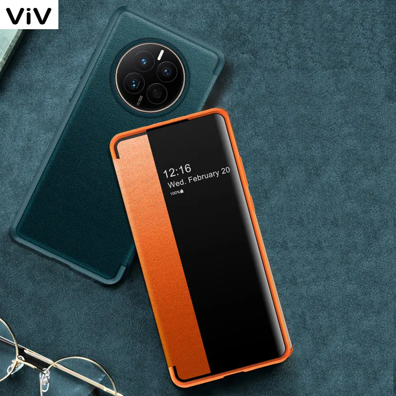 

Luxury Flip Cover Leather Case for Huawei Mate 50 40 30 P50 P40 Pro Plus View Window Cases Bumper Hard Shockproof Cover