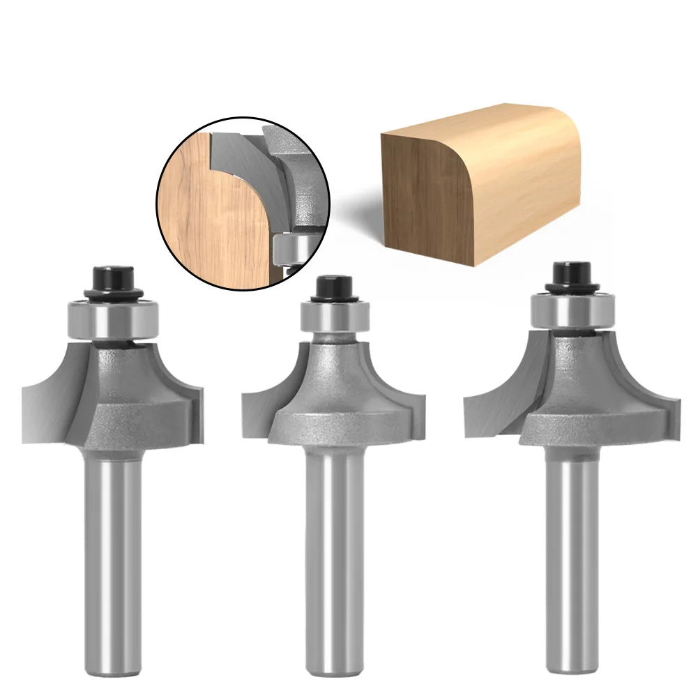 

1PC 8MM Shank Milling Cutter Wood Carving Round-Over Router Bits for Wood Woodworking Tool 2 Flute Endmill with Bearing Milling