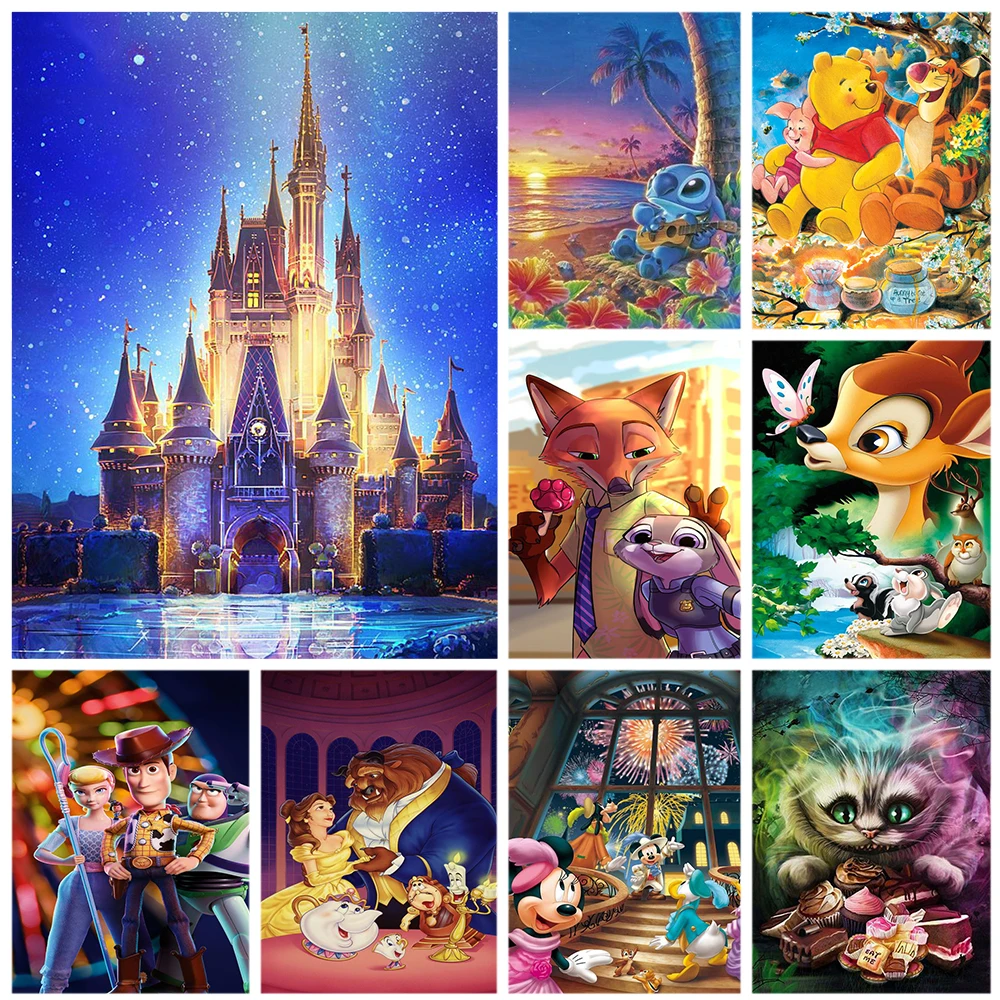 

Алмазная 5D картина «Замок Диснея», «сделай сам» с мультяшными животными, Винни-Пух, полная вышивка, Набор для вышивки крестиком, домашний де...