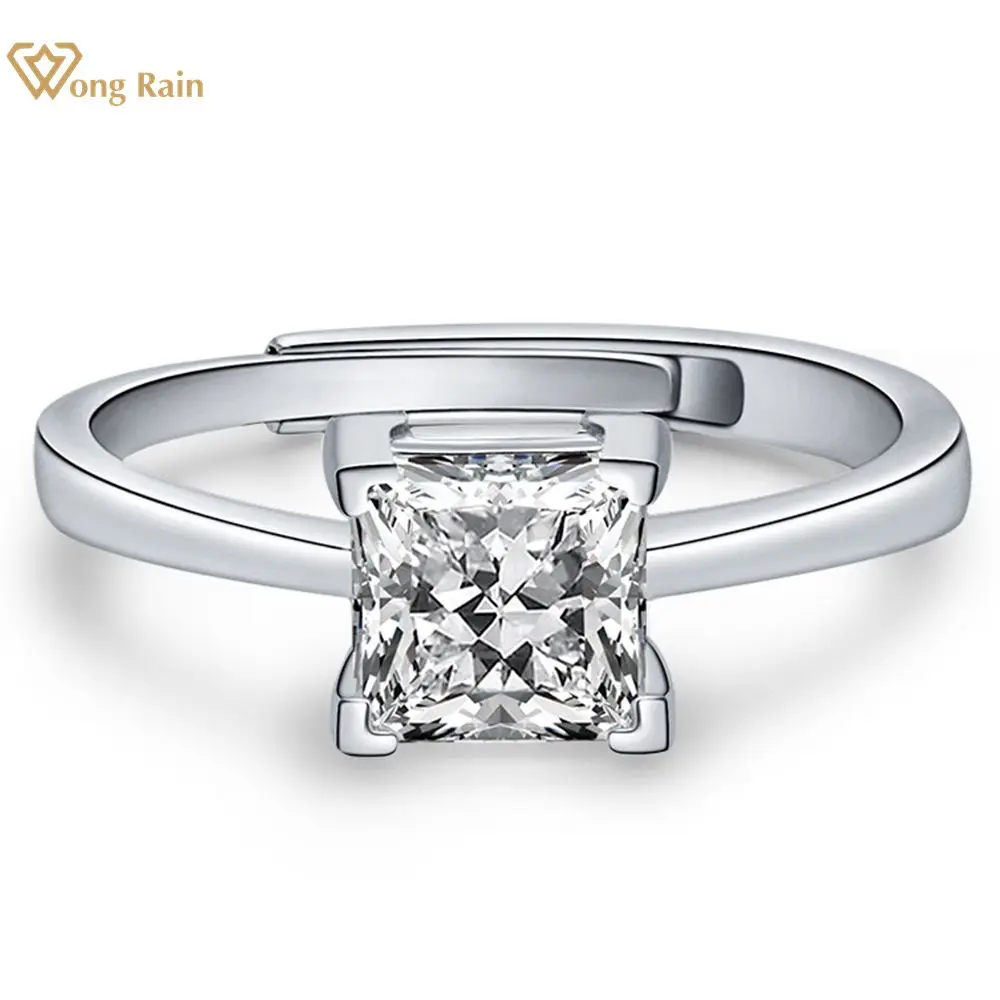 

Wong Rain, 100% Стерлинговое Серебро 925 пробы, измельченный лед, высокоуглеродные бриллианты, драгоценный камень, обручальное кольцо, ювелирные ук...