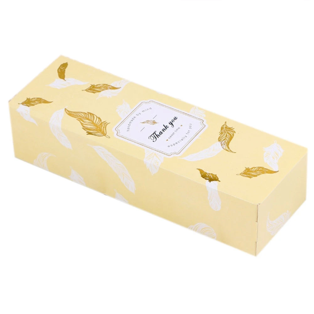 

50 Pcs Rectangular Egg Yolk Crisp Packaging Box, Baking Cake Chocolate Packaging Box, Party Supplies(Golden Feather)