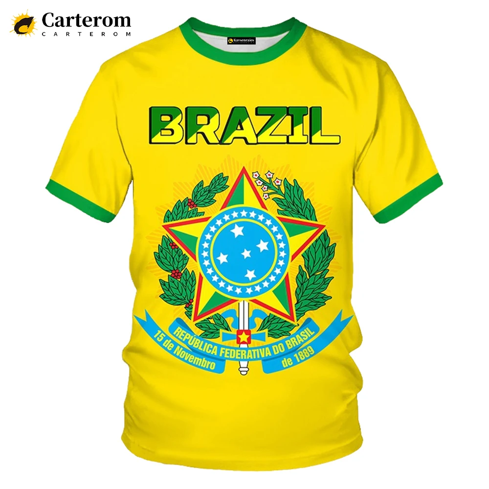 

2022 New Fashion Brazil Flag 3D Printed T-shirt Hip Hop Harajuku Streetwear Oversized Tshirt Men Women Casual Breathable Tops