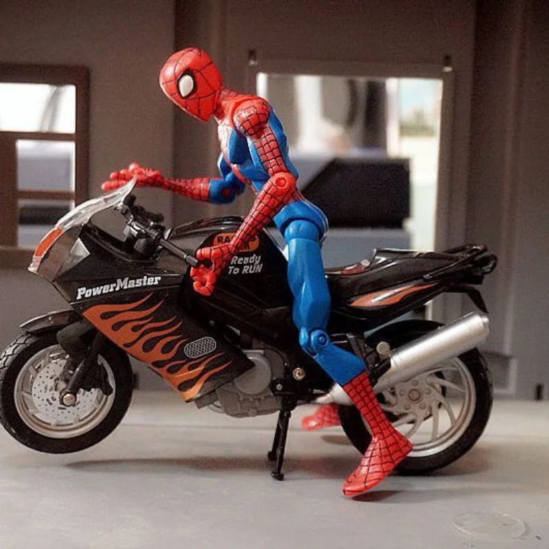 

1/18 Spider-Man Figure Kawasakaoi Motorcycle Model Alloy Simulation Locomotive Ornaments Accessories Children Toy
