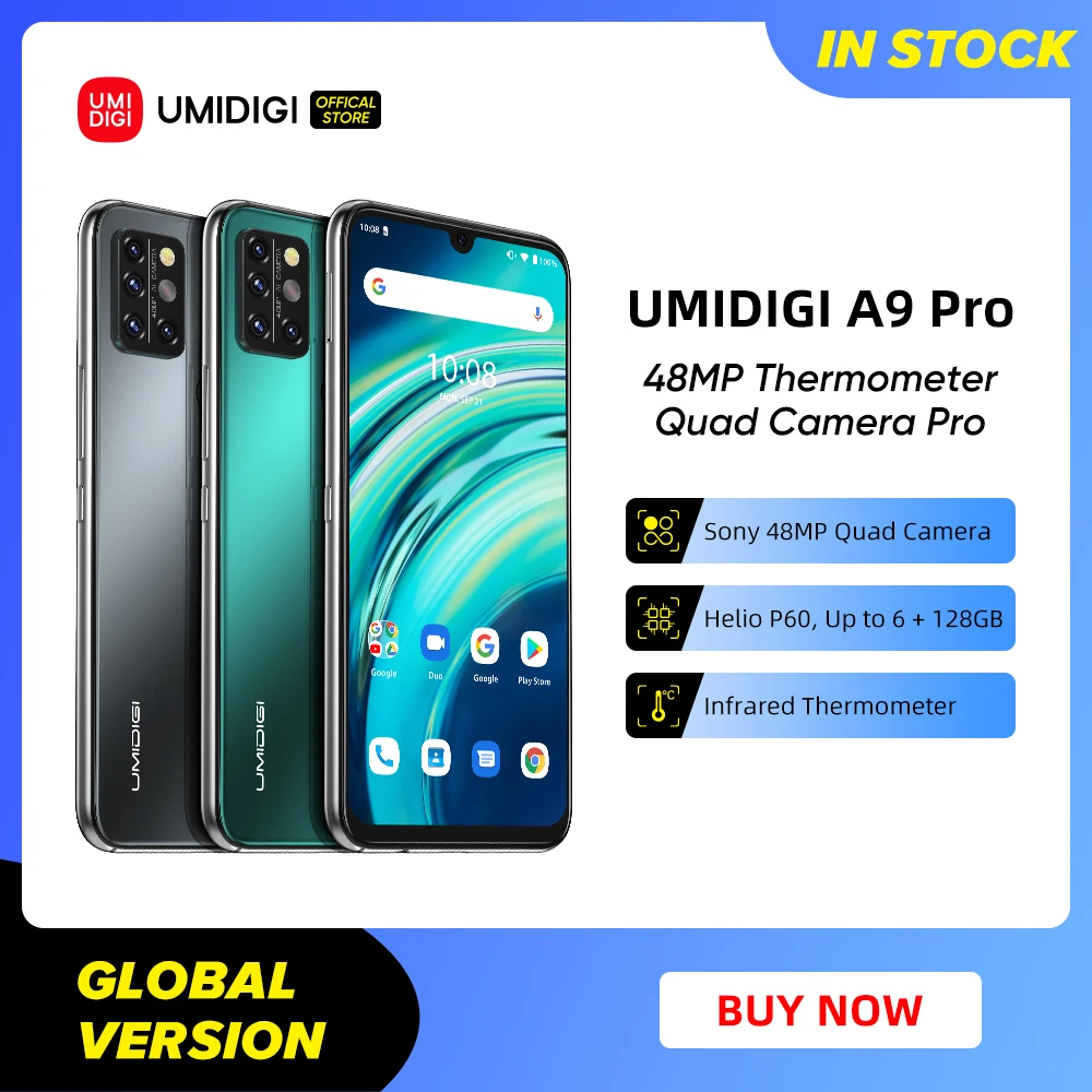 

UMIDIGI A9 Pro Android Smartphone Unlocked 32/48MP Quad Camera 4GB 64GB 6GB 128GB Helio P60 6.3" FHD+ Global Version