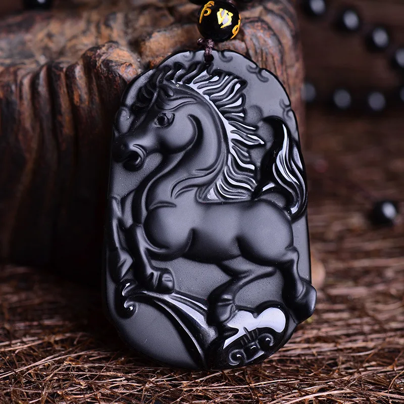 

Натуральный обсидиановый кулон в виде лошади зодиака мужские и женские лошади для успеха немедленно богатое ожерелье из нефрита
