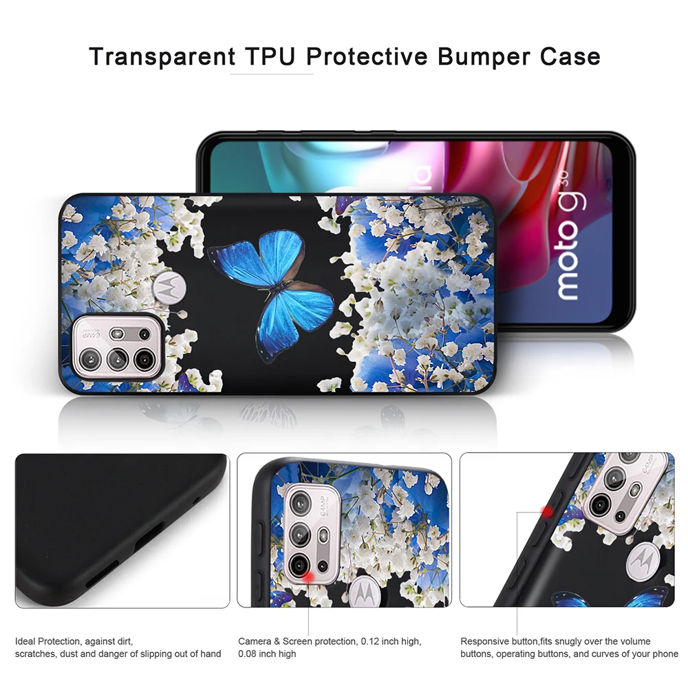 butterfly fundas phone case for motorola moto g30 g9 play e7 plus g20 g50 g60 g40 fusion e7 e20 e40 soft silicone black cover free global shipping