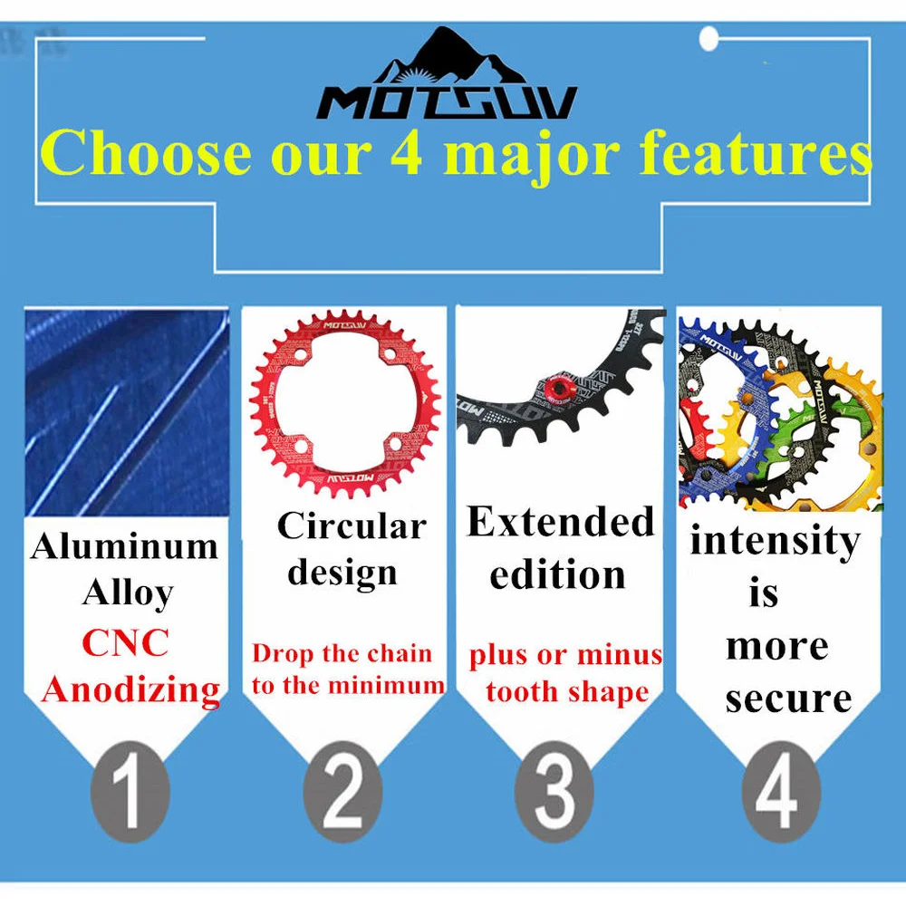 Передняя звезда с широкой переменной длиной передняя 104BCD 32T 34T 36T 38T цепная горного
